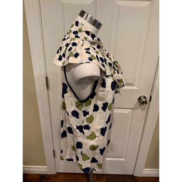 Girls From Savoy Cream W/ Multicolor Shell Print Blouse Top W/ Neck, Size 14 - Picture 3 of 6